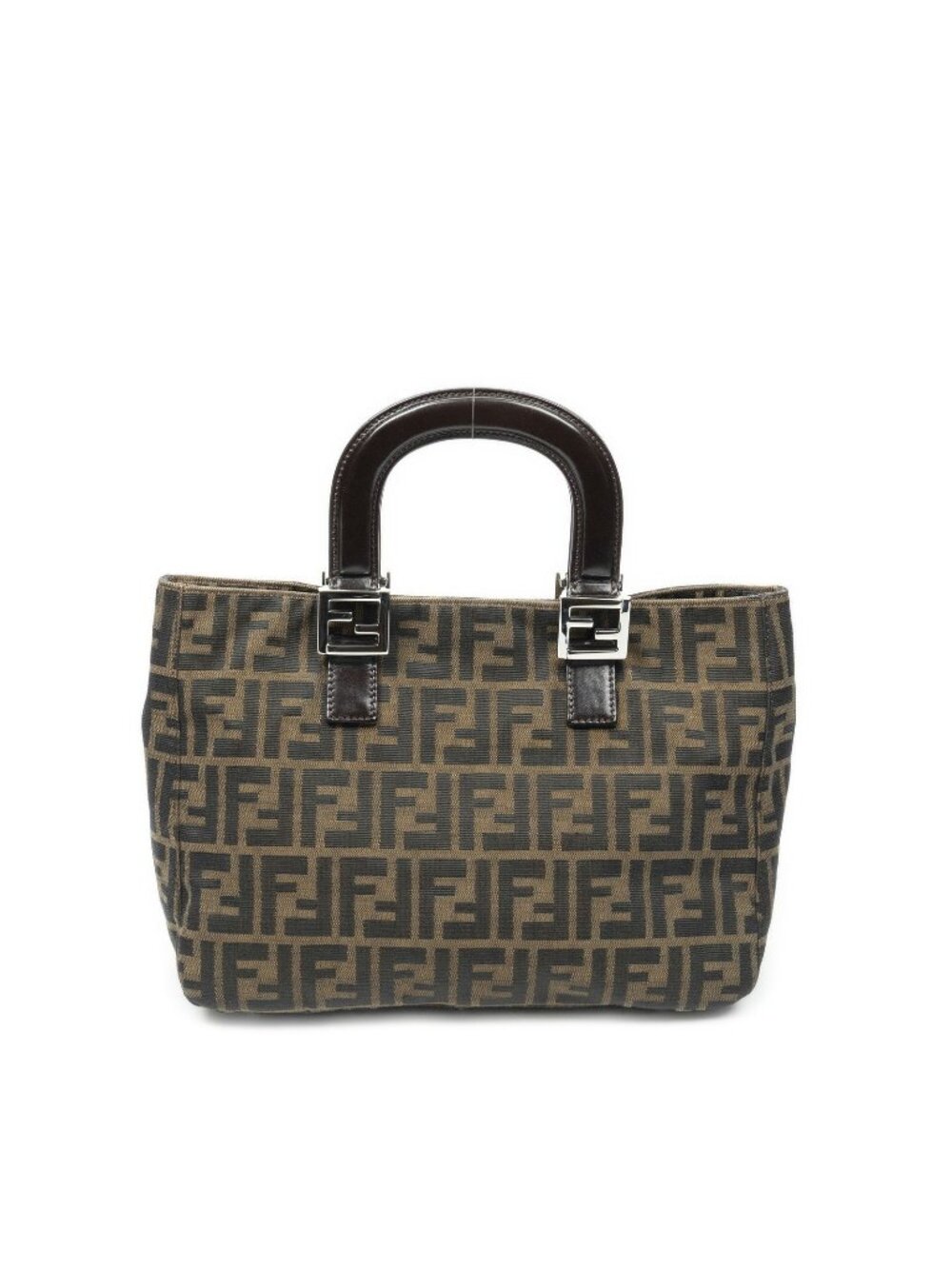 Fendi Small FF Open Tote Bag Brown Black Zucca Canvas